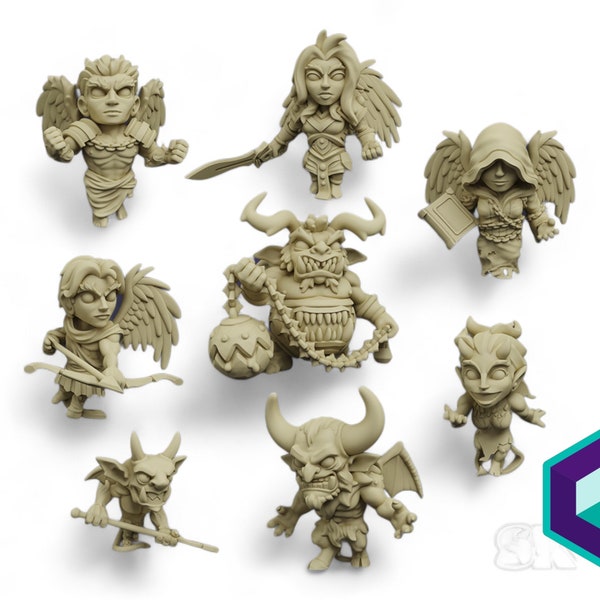 Angels & Demons - Arcadian HQ | Fantasy Chibi miniatures | Roleplaying games