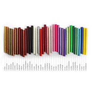 Barras de lacre para pistola de pegamento caliente, 42 colores, Ø 11 mm - lacre, lacre, sello, sello de cera, sello de letras