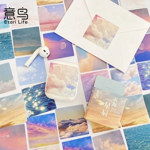 Sticker, Seas Of Clouds, 45 ministickers – stickers, briefpapier, dagboek, fotoalbum, lucht, zee, zonlicht