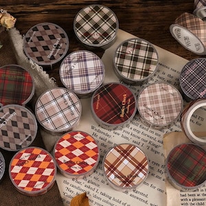 Washi Tape, Retro Rasterpatroon - Washi Tape, Masking Tape, Scrapbooking, Briefpapier, Dagboek, Dagboek, Decoratieve Tape