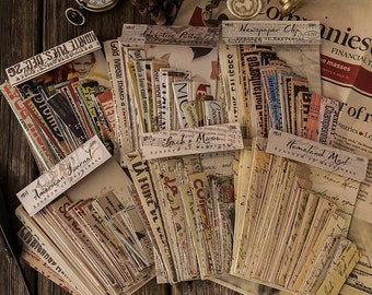 100 Retro Sticker – Scrapbooking, Stationery, Journal, Tagebuch, Papierwaren