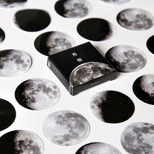 Mondphasen-Sticker "Moon Phase" mit 45 mini Stickern — Sticker, Aufkleber, Scrapbooking, Schreibwaren, Tagebuch