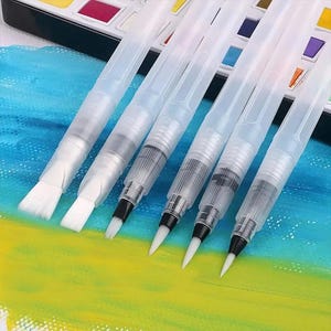 Set de pinceles de agua con depósito de agua: 6 o 9 pinceles de acuarela | Pinceles para acuarelas y pinturas al agua, para pintar con agua