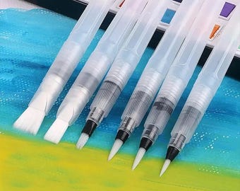 Waterkwastenset met waterreservoir – 6 of 9 aquarelkwasten | Kwasten voor aquarelverf en verf op waterbasis, schilderen met water