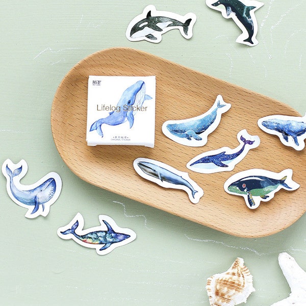 Wale-Sticker "Whales" mit 45 mini Stickern — Sticker, Aufkleber, Scrapbooking, Schreibwaren, Tagebuch