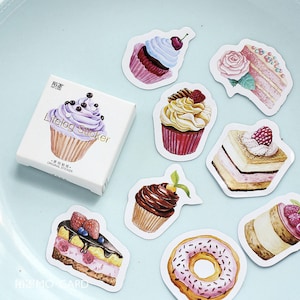 Sticker, Cupcake, 45 mini Sticker – Sticker, Aufkleber, Stationery, Journal, Tagebuch, Fotoalbum, Essen, Süßigkeit, Cupcake