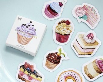 Sticker, Cupcake, 45 mini Sticker – Sticker, Aufkleber, Stationery, Journal, Tagebuch, Fotoalbum, Essen, Süßigkeit, Cupcake