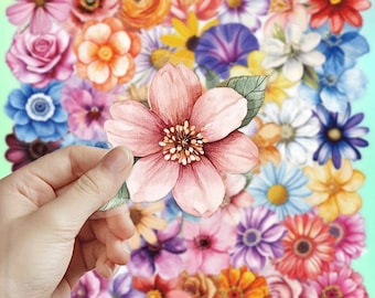 Autocollants floraux vintage – 20 pièces pour ordinateur – étiquettes rétro pour boîtes-cadeaux – pour scrapbooking, journalisation, création de cartes, projets scolaires, faveurs, fête, bouteille