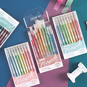 Morandi Gel Pen Set de 9 - Morandi, Gel, Macaron, Kawaii, Scrapbooking, Papelería, Diario