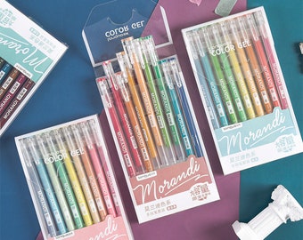 Morandi Gel Pen Set van 9 - Morandi, Gel, Macaron, Kawaii, Scrapbooking, Briefpapier, Journal