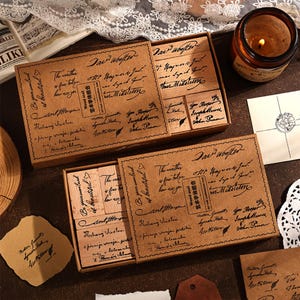 Ensemble de tampons en bois rétro avec textes inspirants - 8 pièces | Tampons en bois, citations manuscrites pour scrapbooking, journal intime, loisirs créatifs et art