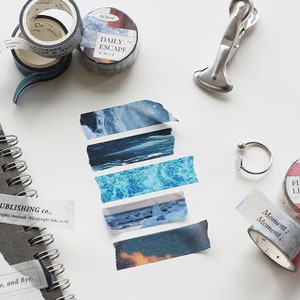 Washi Tape - Golven, Zee, Wolk, Lucht, Licht en Bomen - Washi Tape, Masking Tape, Scrapbooking, Briefpapier, Dagboek, Dagboek, Decoratieve Tape
