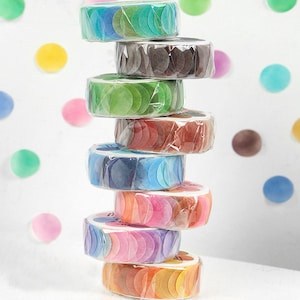 Washi Tape Dots, 100 Dots, 14mm Ø/dot - Washi Tape, Masking Tape, Scrapbooking, Briefpapier, Journal, Diary, Decorative Tape