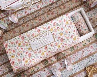 10 Roll Washi Tape Set - Vintage Floral Decorative Tapes For Journaling & Crafts