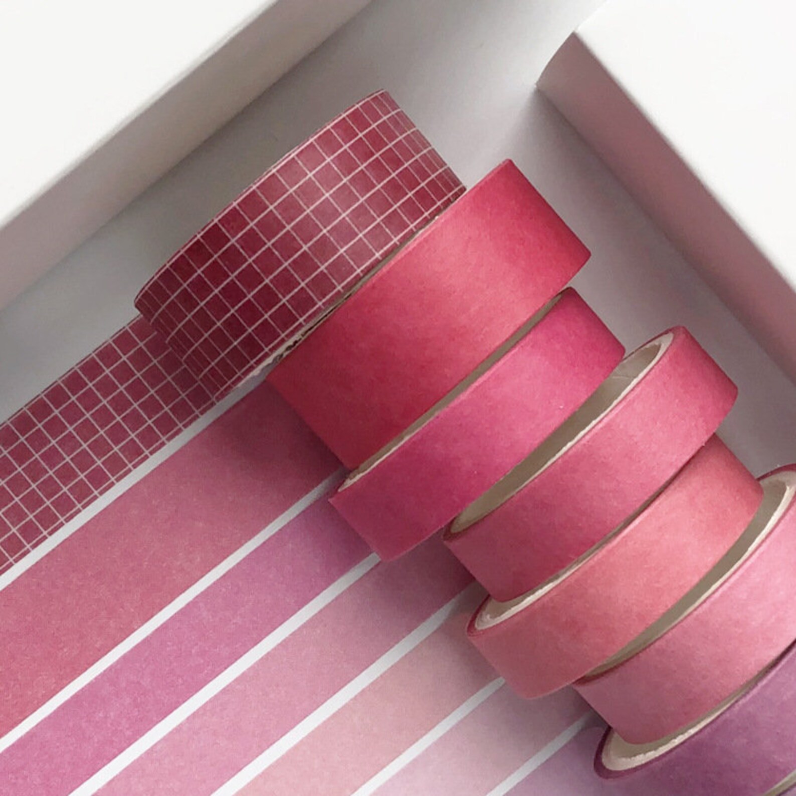 Washi Tape Set of 8 Pure Color and Grid Washi Tapes Etsy
