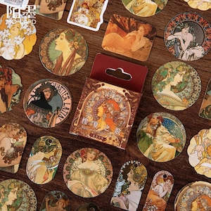 Sticker, Maria, 45 mini stickers – stickers, briefpapier, dagboek, dagboek, fotoalbum, vintage, retro, Maria