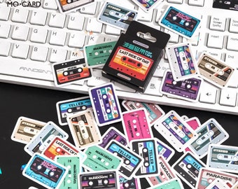 Retro cassette stickers, sticker set "Retro Pop Tape" with 45 mini stickers — stickers, stickers, scrapbooking, stationery, diary