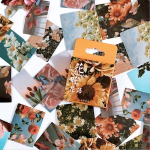 Naklejka, Flower Talk, 45 mini naklejek – naklejki, artykuły piśmiennicze, dziennik, pamiętnik, album ze zdjęciami, roślina, kwiat