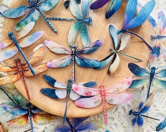 Dragonfly Stickers – 50 Designs | Transparent and Colorful PET Stickers, 4-5 cm, Decoration for Scrapbooking, Laptop, Diary, Suitcase, DIY