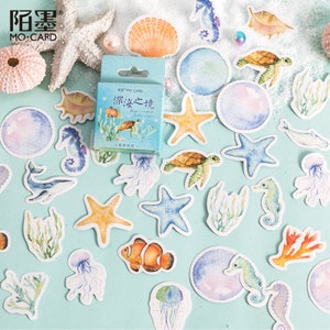 Stickers met zeedieren "Diep onder de zee" met 45 mini-stickers — stickers, decals, scrapbooking, briefpapier, dagboek