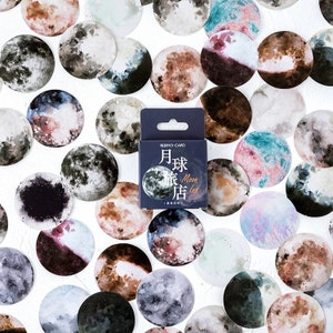 Stickers, Moon Inn, 45 ministickers – stickers, briefpapier, dagboek, fotoalbum, sterrenstelsel, sterren, maan