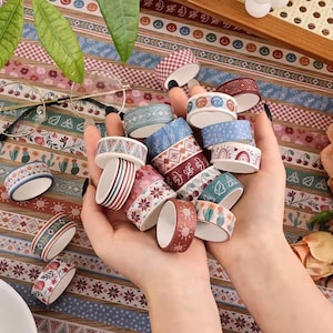 Nastri washi colorati in stile boho – Set da 20 rotoli di carta | 2 m x 1,5 cm, decorativi, autoadesivi, per journaling, planner, fai da te e scrapbooking