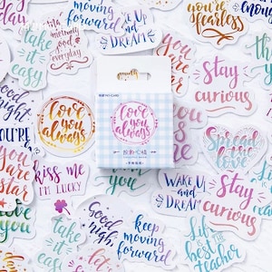 Autocollants de citation de motivation « Je t'aime toujours » avec 45 mini autocollants — autocollants, décalcomanies, scrapbooking, papeterie, agenda