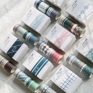 Washi tape set van 6, raster - washi tape, masking tape, scrapbooking, briefpapier, dagboek, dagboek, decoratieve tape