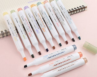 Retro & Morandi Highlighter Set of 6 - Highlighter, Retro, Morandi, Highlighter, Scrapbooking, Stationery, Journal