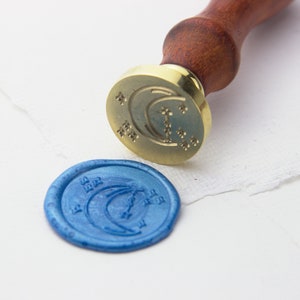 Seal stamp, moon & stars, Ø 25 mm - seal, stamp, signet, wax seal, pen pal, wedding invitations