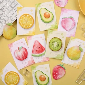 Fruit Sticky Notes, 30 vellen, 8 fruitmotieven - Sticky Notes, Fruit, Bladwijzers, Memoblok, Scrapbook
