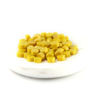 Perlas de cera de sello, amarillo de primera calidad: cera de sello, barniz de sellado, sello de sello, sello de cera, sello de carta, amistad por pluma, invitación de boda