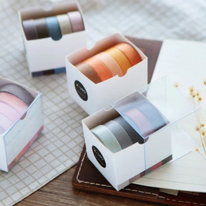Washi tape set van 5, kleuren - washi tape, masking tape, scrapbooking, briefpapier, dagboek, dagboek, decoratieve tape