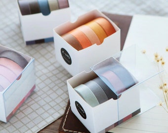 Washi Tape 5er-Set, Farben – Washi Tape, Masking Tape, Scrapbooking, Stationery, Journal, Tagebuch, Dekoband