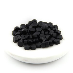 Cuentas de cera de sello, negro – cera de sello, barniz de sellado, sello de sello, sello de cera, sello de carta, amistad por pluma, invitación de boda