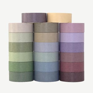 Set de cinta washi Morandi: 20 rollos en colores suaves | 3 m x 1,5 cm, liso, pastel, sutil, para cuadernos, agendas y scrapbooking