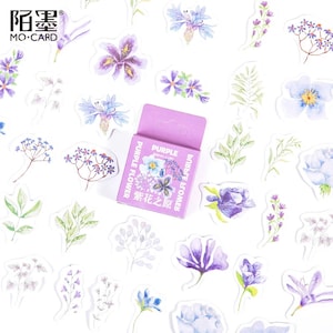 Violette Blüten-Sticker "Purple Flower" mit 45 mini Stickern — Sticker, Aufkleber, Scrapbooking, Schreibwaren, Tagebuch
