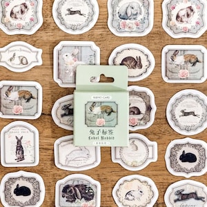 Adesivo coniglio "Etichetta Coniglio" con 45 mini adesivi — adesivi, decalcomanie, scrapbooking, cancelleria, diario