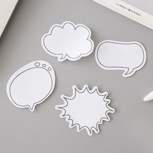 Plakbriefjes met tekstballonnen – 4 ontwerpen, Japans geïnspireerd | Creatieve plaknotities voor dagboeken, planners en herinneringen, doe-het-zelf
