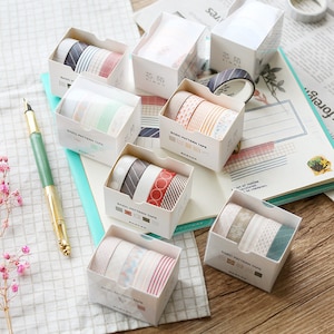 Washi Tape Set van 5 - Washi Tape, Masking Tape, Scrapbooking, Briefpapier, Dagboek, Dagboek, Decoratieve Tape