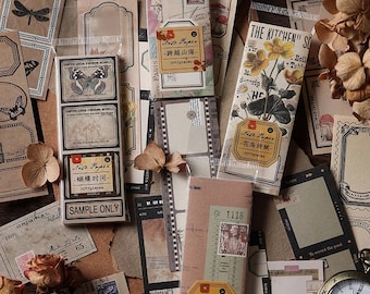 40 retro-papierfragmenten voor scrapbooking - scrapbooking, briefpapier, dagboek, dagboek, papierwaren