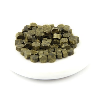 Cuentas de cera de sello, oro verde : cera de sello, barniz de sellado, sello de sello, sello de cera, sello de carta, amistad por pluma, invitación de boda