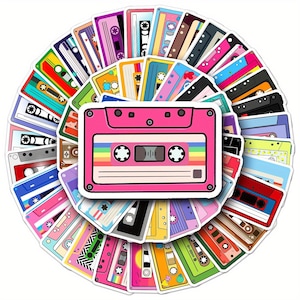 Retro Cassette Sticker Set – 50 Vintage Paper Stickers