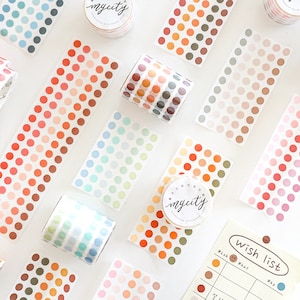 Washi Tape Dots, 1500 Dots, 7 mm Ø/Dot – Washi Tape, Afplaktape, Scrapbook, Briefpapier, Dagboek, Decoratieve Tape