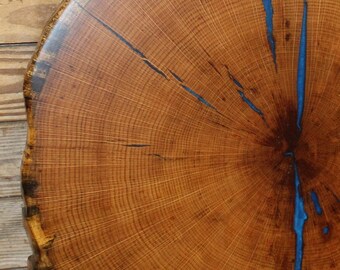 Live Edge Cross Cut Hackberry with Blue Resin Fill