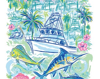 Destin Florida Fishing Poster