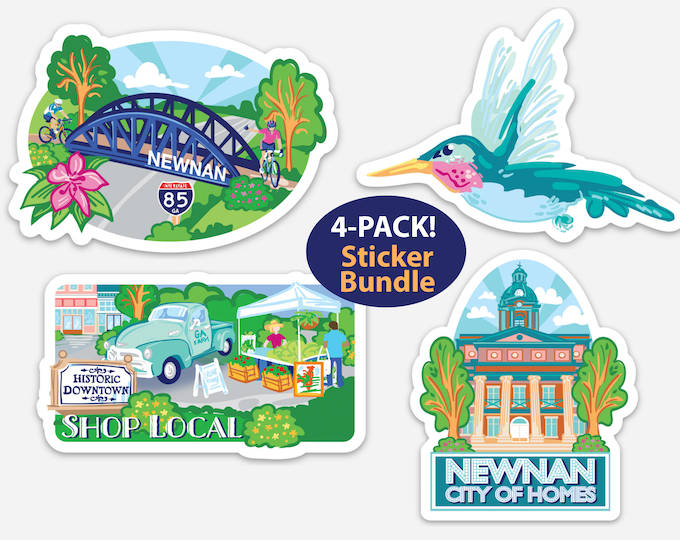 Featured listing image: Newnan, Georgia: 4-Pack Sticker Bundle