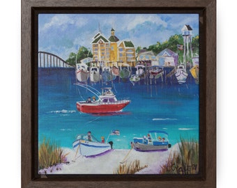 Destin Harbor: Framed Canvas Print