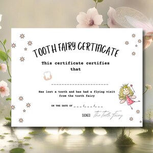 Lost A Tooth! Personalised or Blank Tooth Fairy Certificate Digital Download