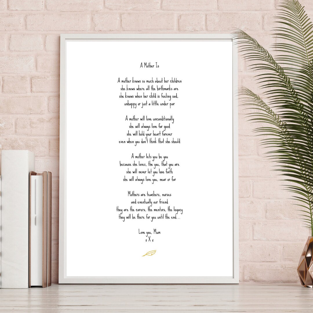 A Mother Is Poem Print Only A4 | Etsy